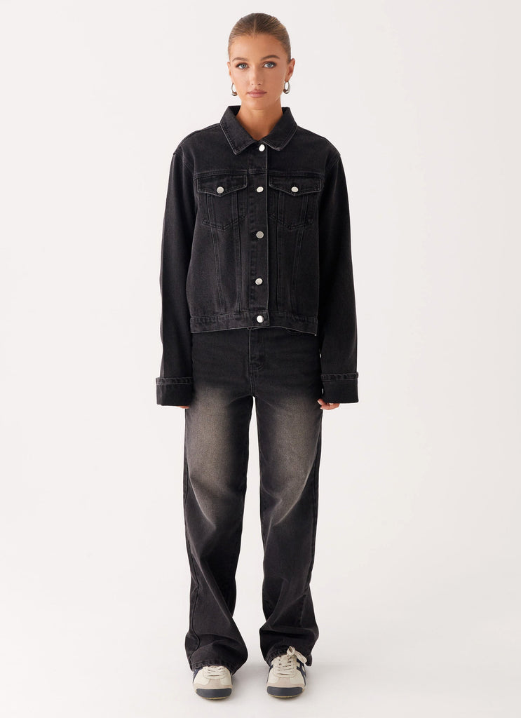 Peppermayo Peppermayo Exclusive - Back Again Oversized Denim Jacket - Charcoal Wash