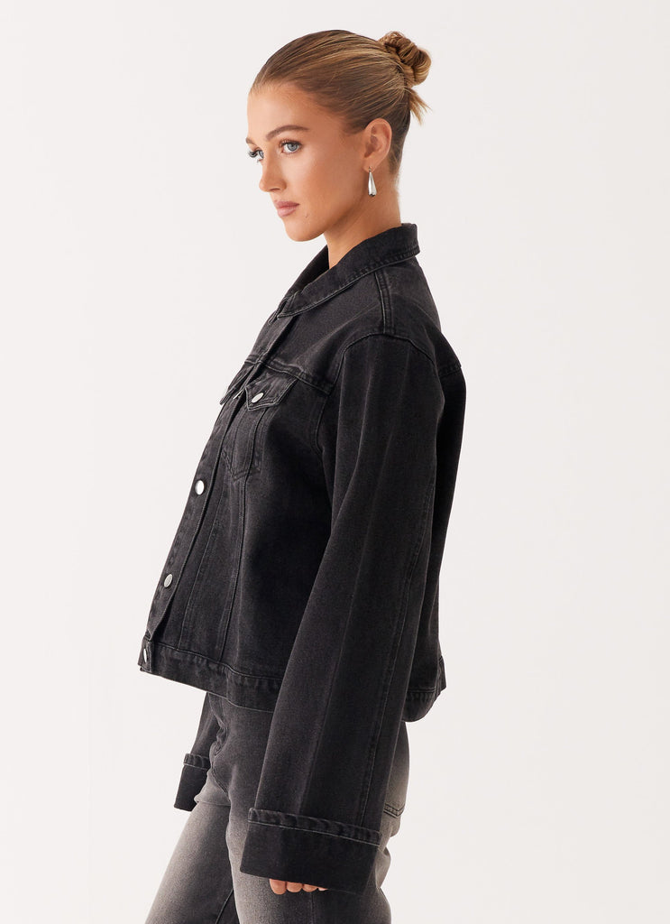 Peppermayo Peppermayo Exclusive - Back Again Oversized Denim Jacket - Charcoal Wash