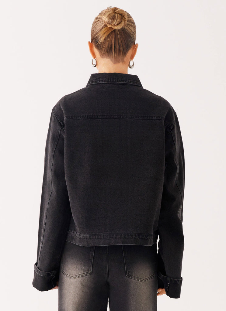 Peppermayo Peppermayo Exclusive - Back Again Oversized Denim Jacket - Charcoal Wash