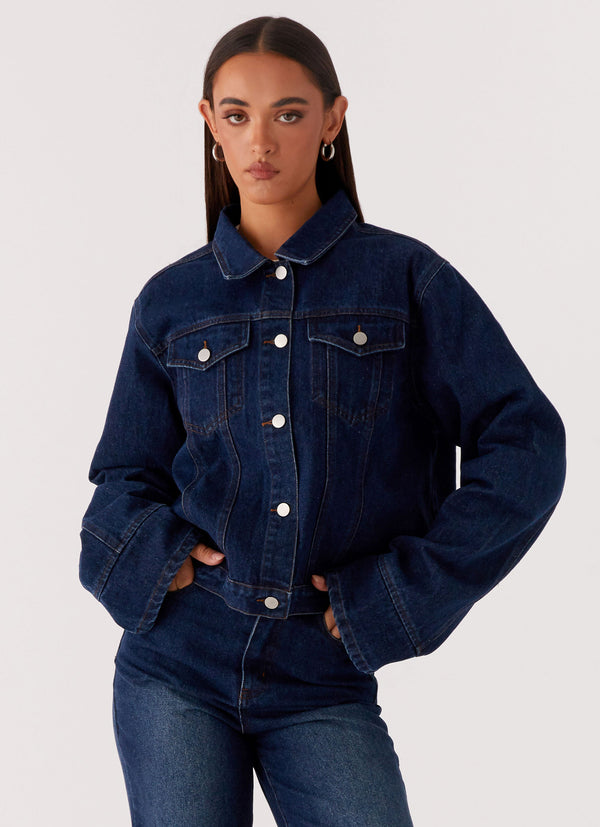 peppermayo Peppermayo Exclusive - Back Again Oversized Denim Jacket - Vintage Blue