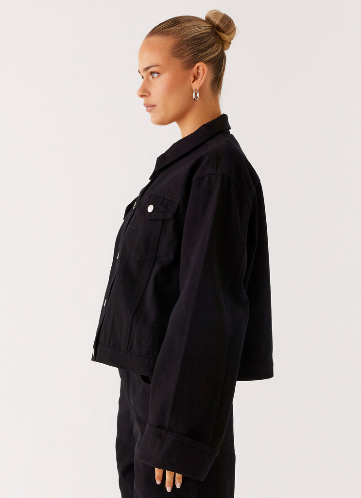 Peppermayo Peppermayo Exclusive - Back Again Oversized Denim Jacket - Black