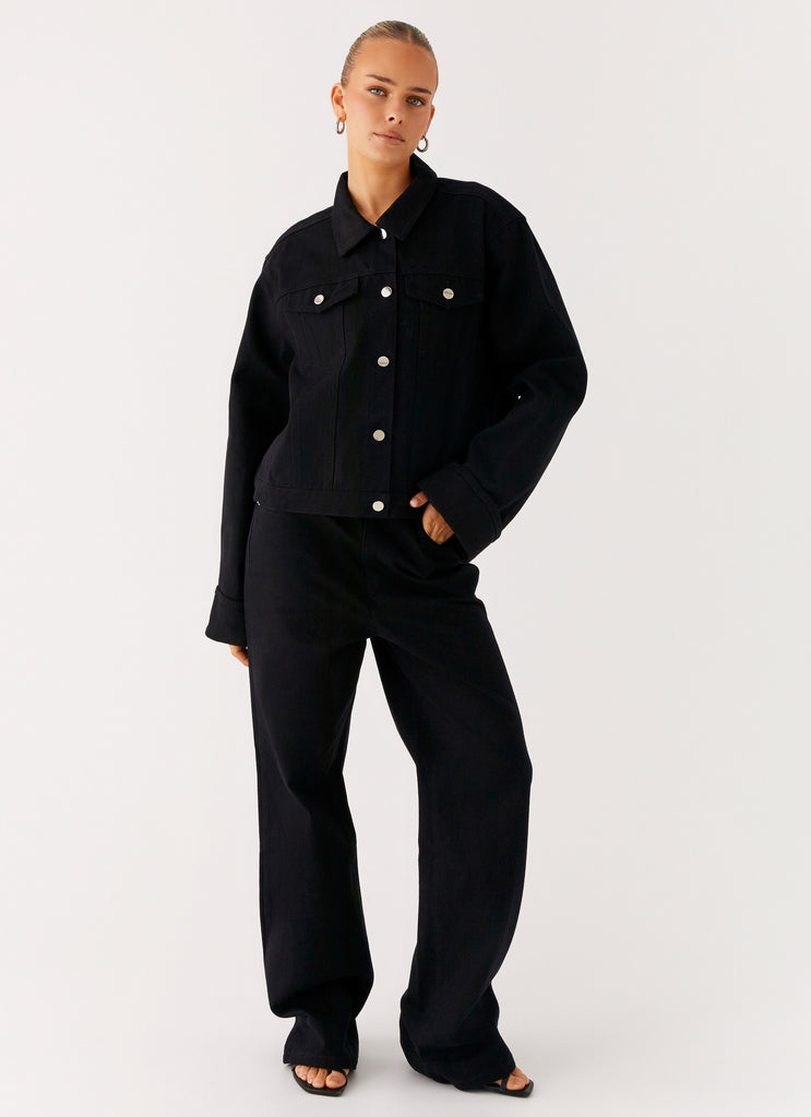 Peppermayo Peppermayo Exclusive - Back Again Oversized Denim Jacket - Black
