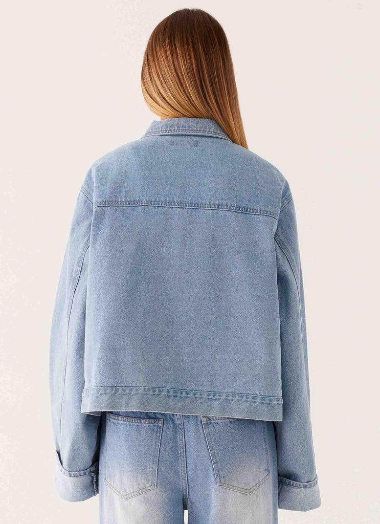 Peppermayo Peppermayo Exclusive - Back Again Oversized Denim Jacket - Light Wash Blue