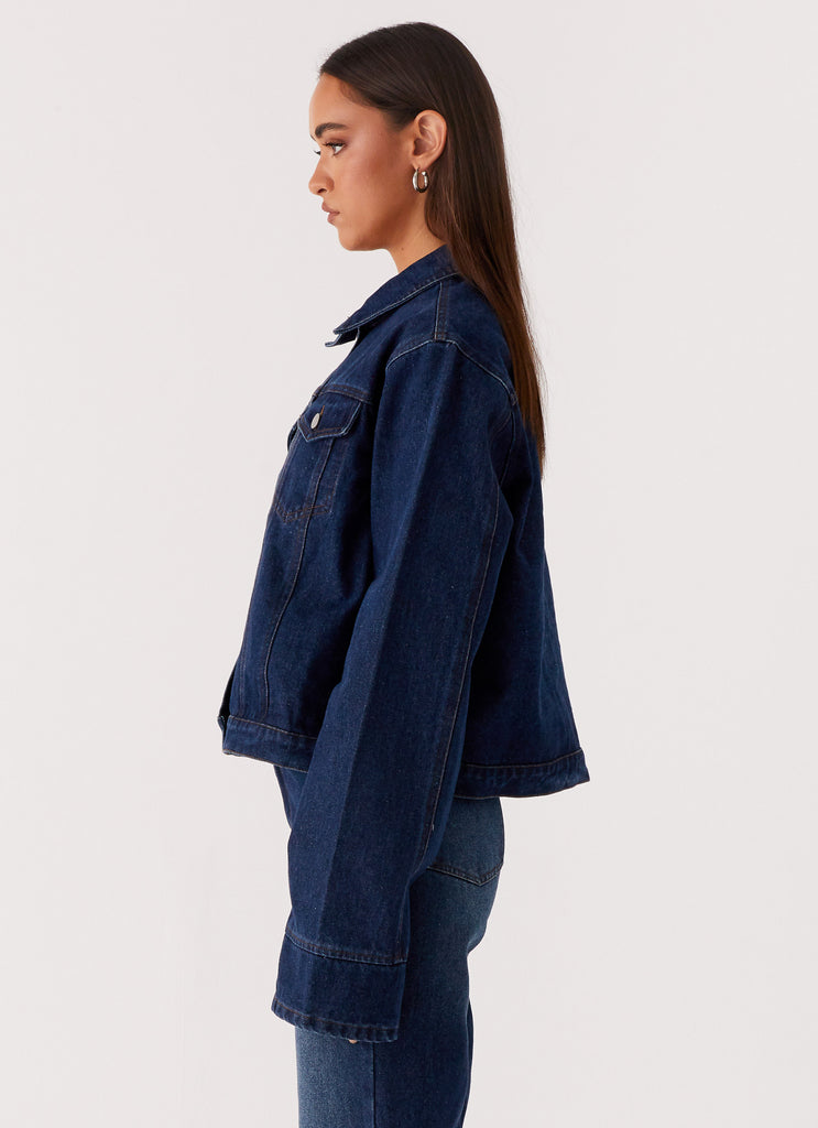 Peppermayo Peppermayo Exclusive - Back Again Oversized Denim Jacket - Vintage Blue