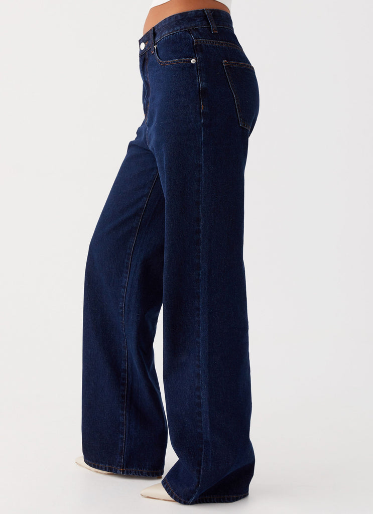Peppermayo Peppermayo Exclusive - Back Again Straight Leg Denim Jeans - Blue