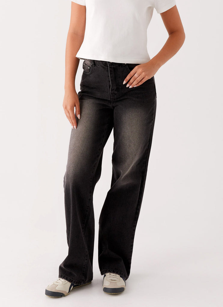 Peppermayo Peppermayo Exclusive - Back Again Straight Leg Denim Jeans - Charcoal Wash