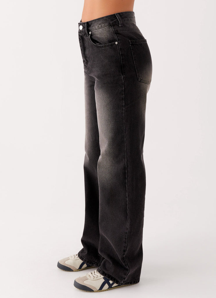 Peppermayo Peppermayo Exclusive - Back Again Straight Leg Denim Jeans - Charcoal Wash
