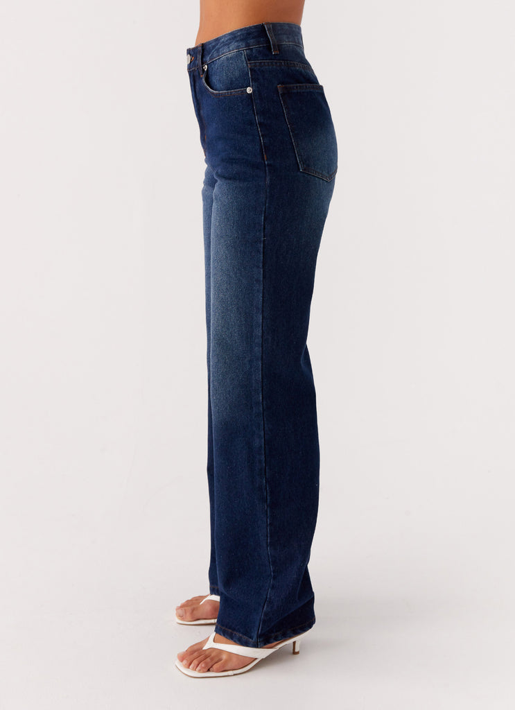 Peppermayo Peppermayo Exclusive - Back Again Straight Leg Denim Jeans - Vintage Blue