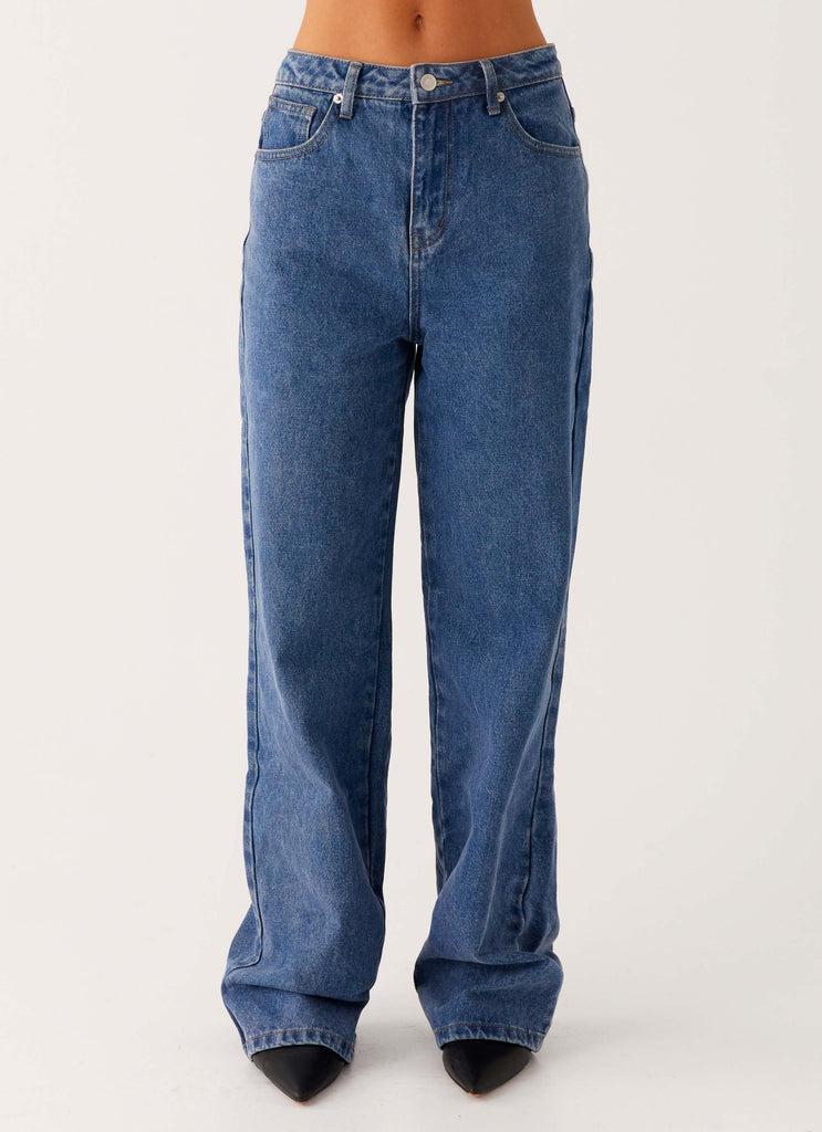 Peppermayo Peppermayo Exclusive - Back Again Straight Leg Denim Jeans - True Blue