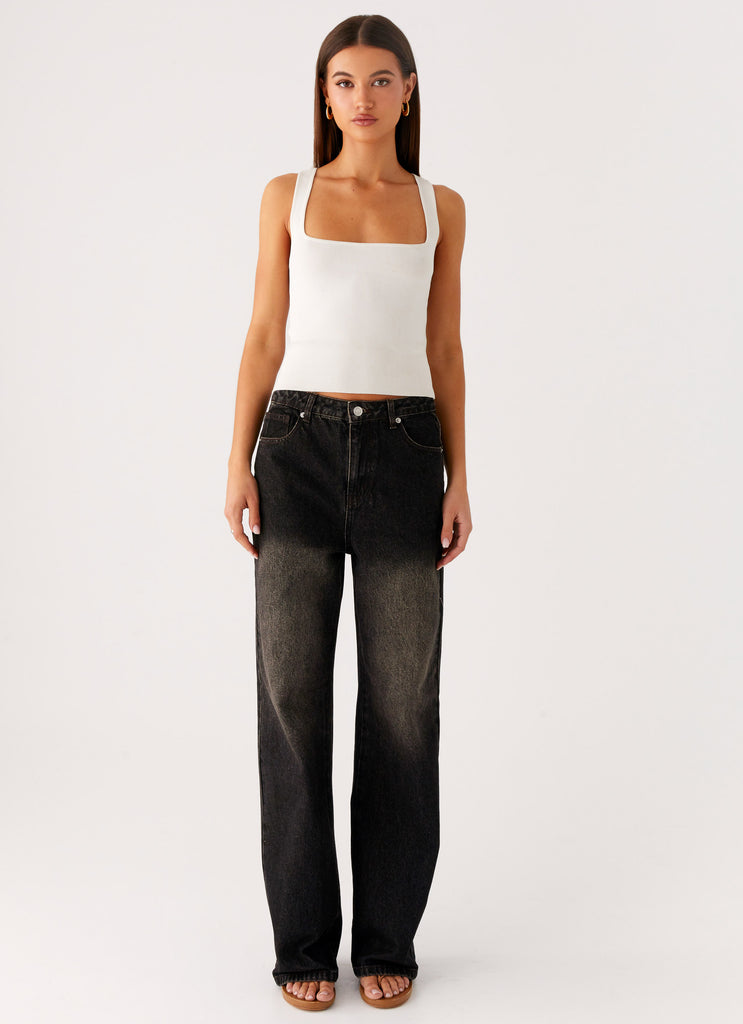Peppermayo Peppermayo Exclusive - Back Again Straight Leg Denim Jeans - Acid Charcoal