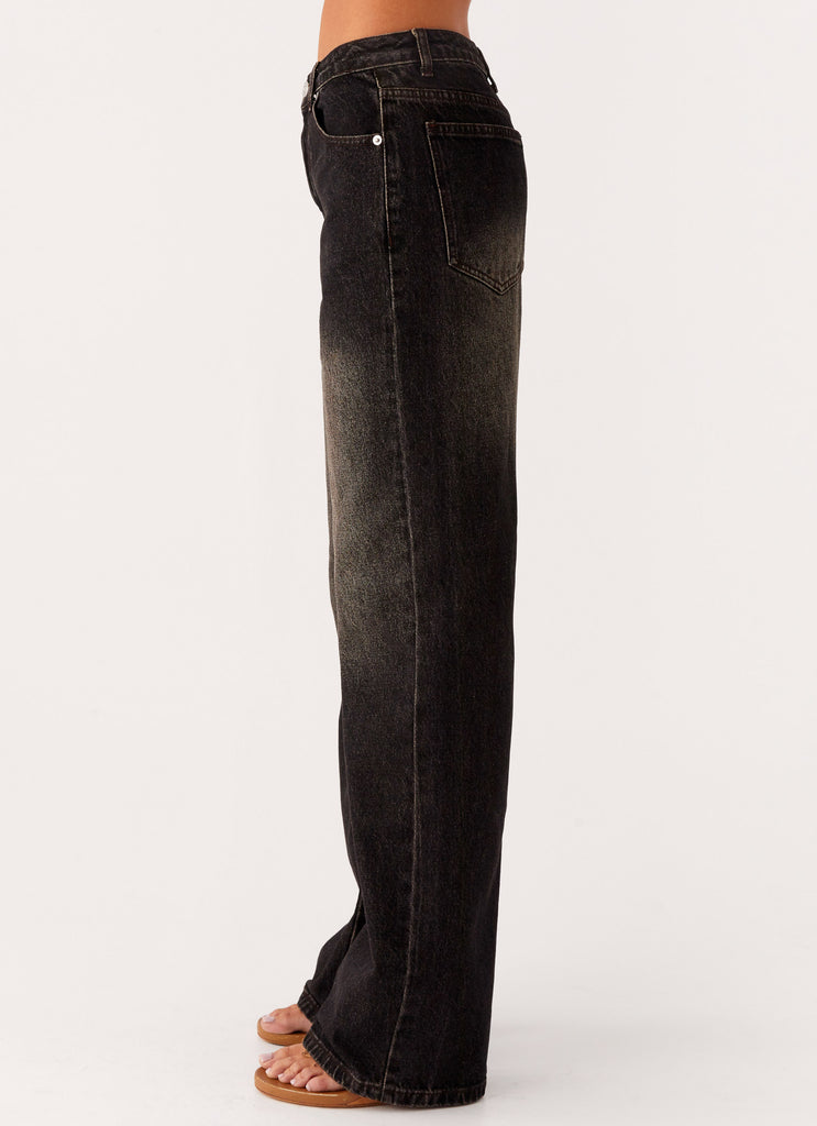 Peppermayo Peppermayo Exclusive - Back Again Straight Leg Denim Jeans - Acid Charcoal