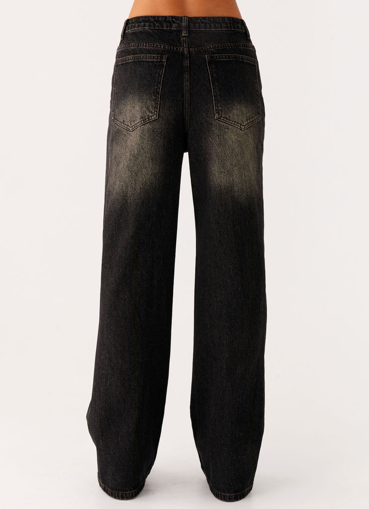 Peppermayo Peppermayo Exclusive - Back Again Straight Leg Denim Jeans - Acid Charcoal