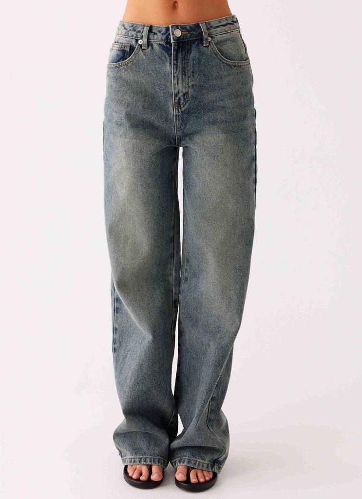Peppermayo Peppermayo Exclusive - Back Again Straight Leg Denim Jeans - Dirty Wash