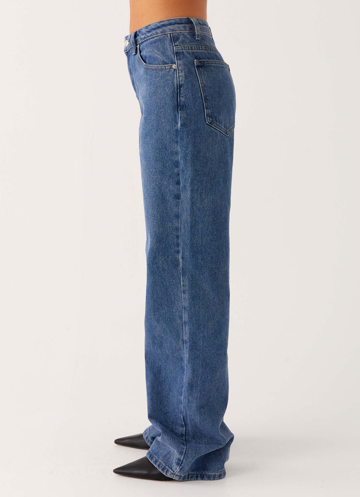 Peppermayo Peppermayo Exclusive - Back Again Straight Leg Denim Jeans - True Blue