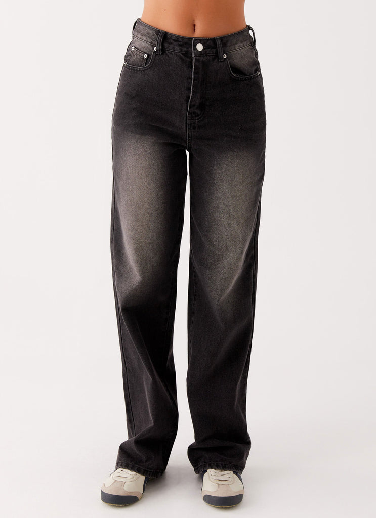 Peppermayo Peppermayo Exclusive - Back Again Straight Leg Denim Jeans - Charcoal Wash