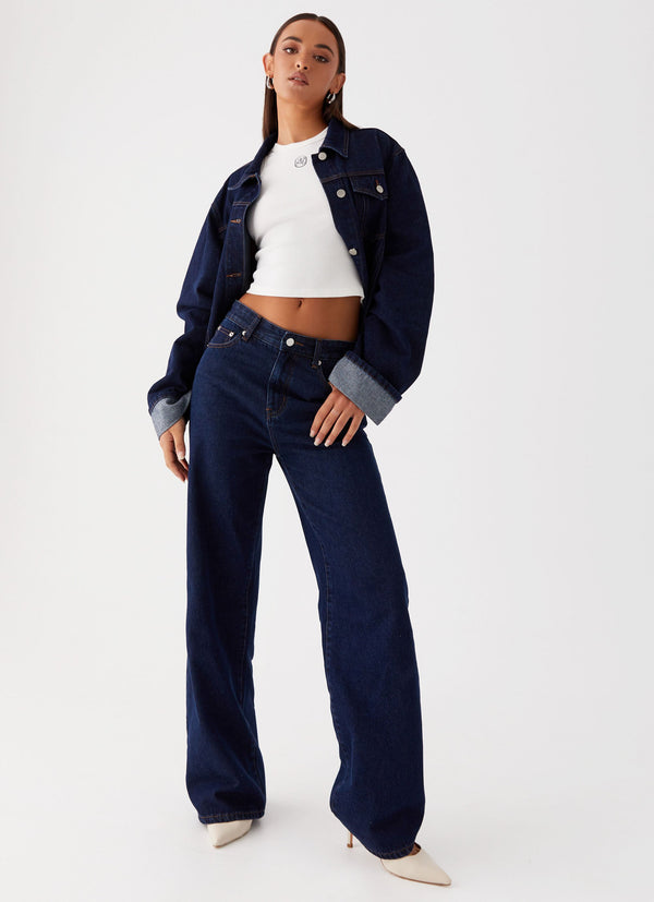 peppermayo Peppermayo Exclusive - Back Again Straight Leg Denim Jeans - Blue