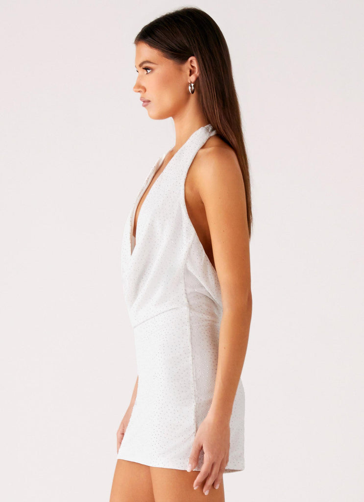 Peppermayo Peppermayo Exclusive - Back Cut Out Beaded Sequins Mini Dress - Ivory