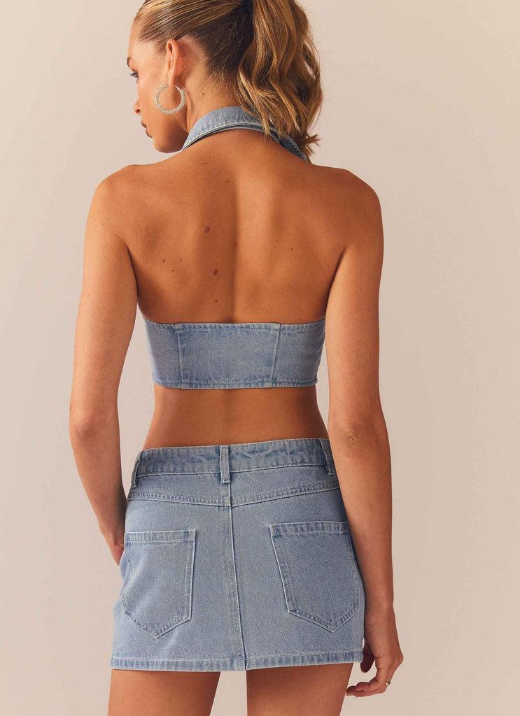 Peppermayo Peppermayo Exclusive - Backstage Pass Denim Vest Top - Subdued Blue