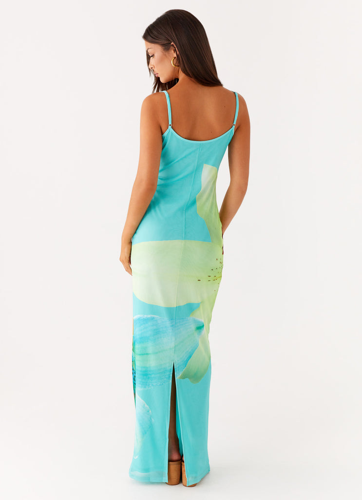 Peppermayo Peppermayo Exclusive - Bad News Mesh Maxi Dress - Turquoise Floral