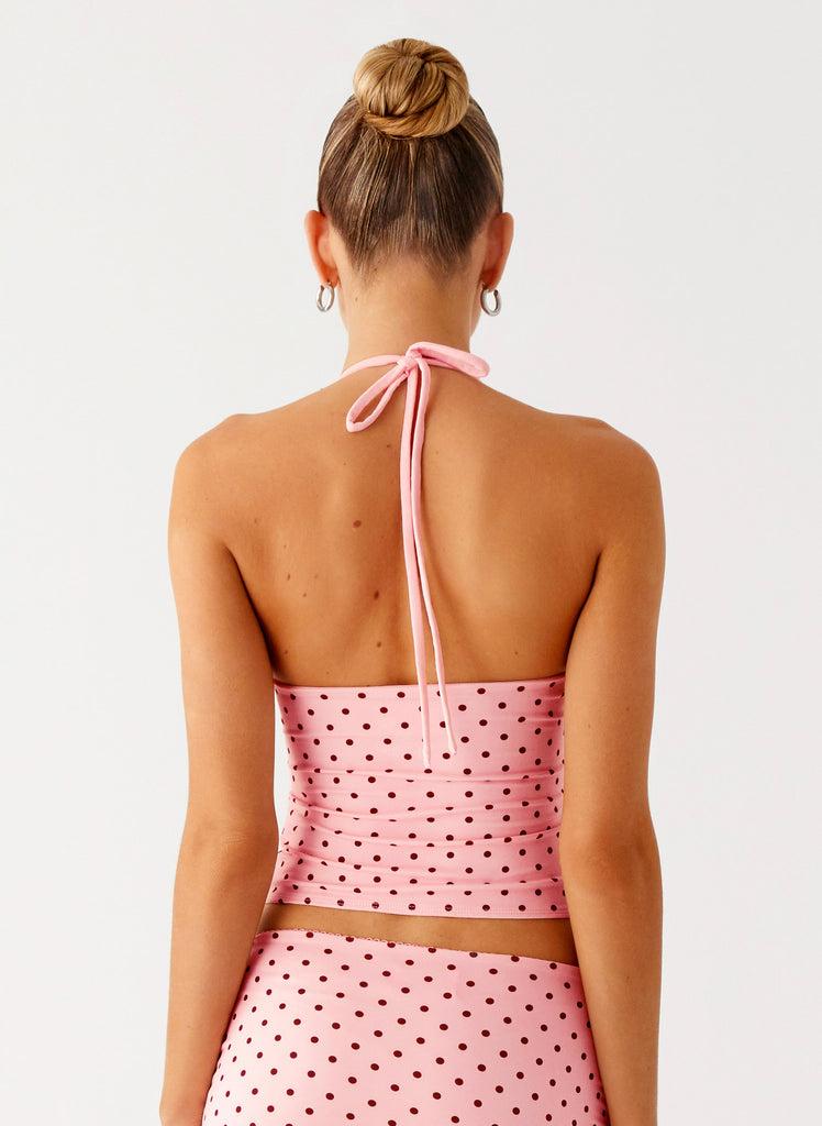 Peppermayo Peppermayo Exclusive - Bahama Eyelet Lace Up Top - Strawberry Dot