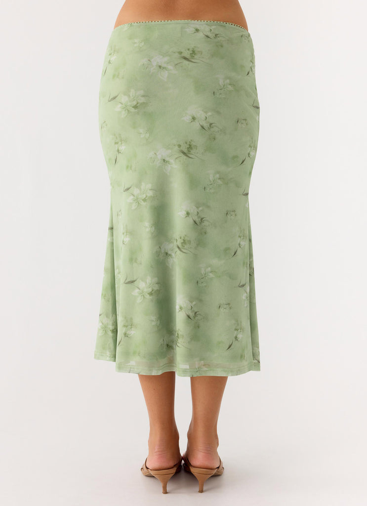 Peppermayo Peppermayo Exclusive - Bahama Low Rise Midi Skirt - Blurred Lime