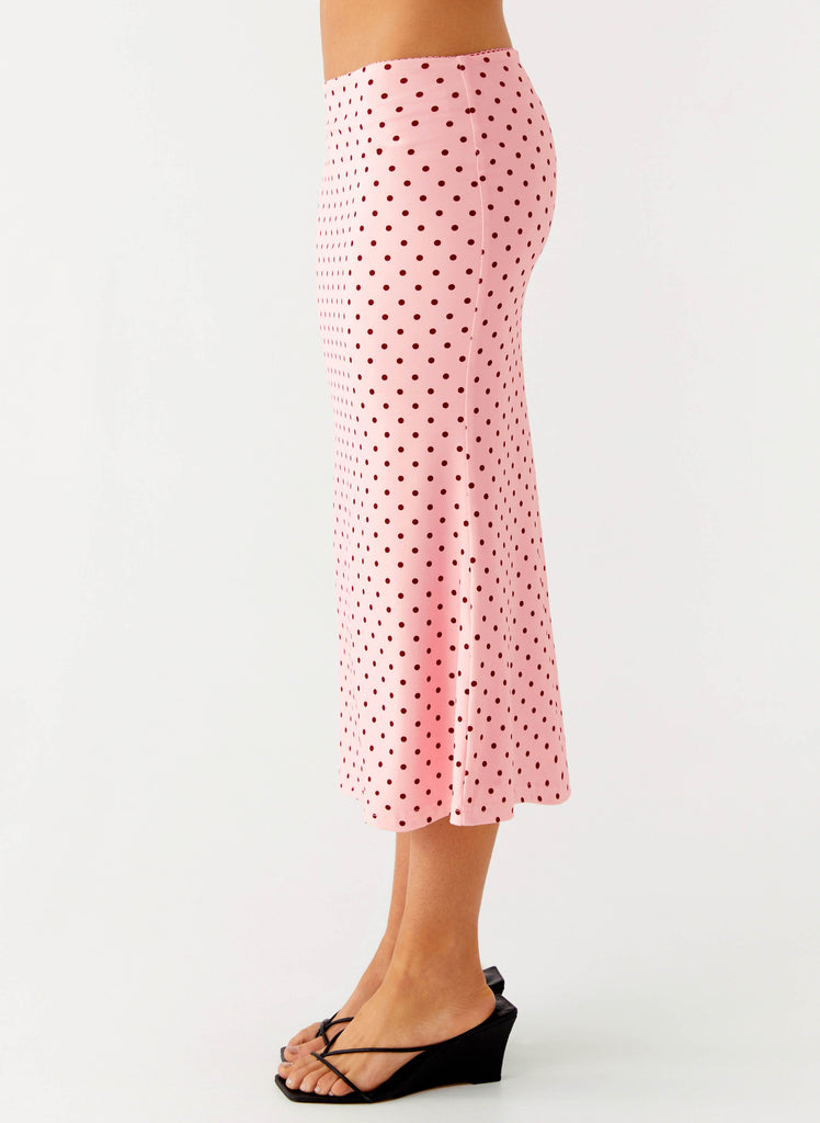 Peppermayo Peppermayo Exclusive - Bahama Low Rise Midi Skirt - Strawberry Dot