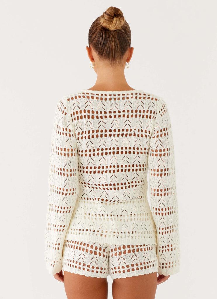 Peppermayo Peppermayo Exclusive - Baylock Crochet Long Sleeve Top - White
