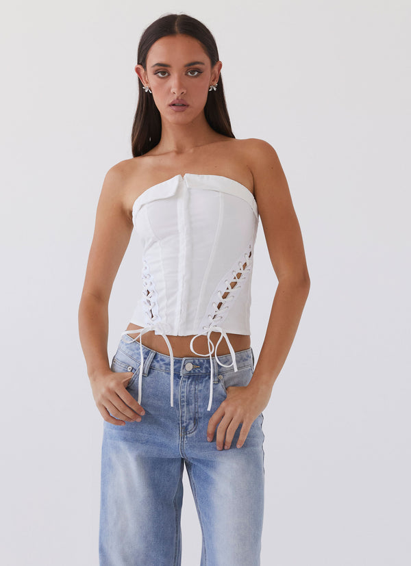 peppermayo Peppermayo Exclusive - Be My Soulmate Bustier Top - White