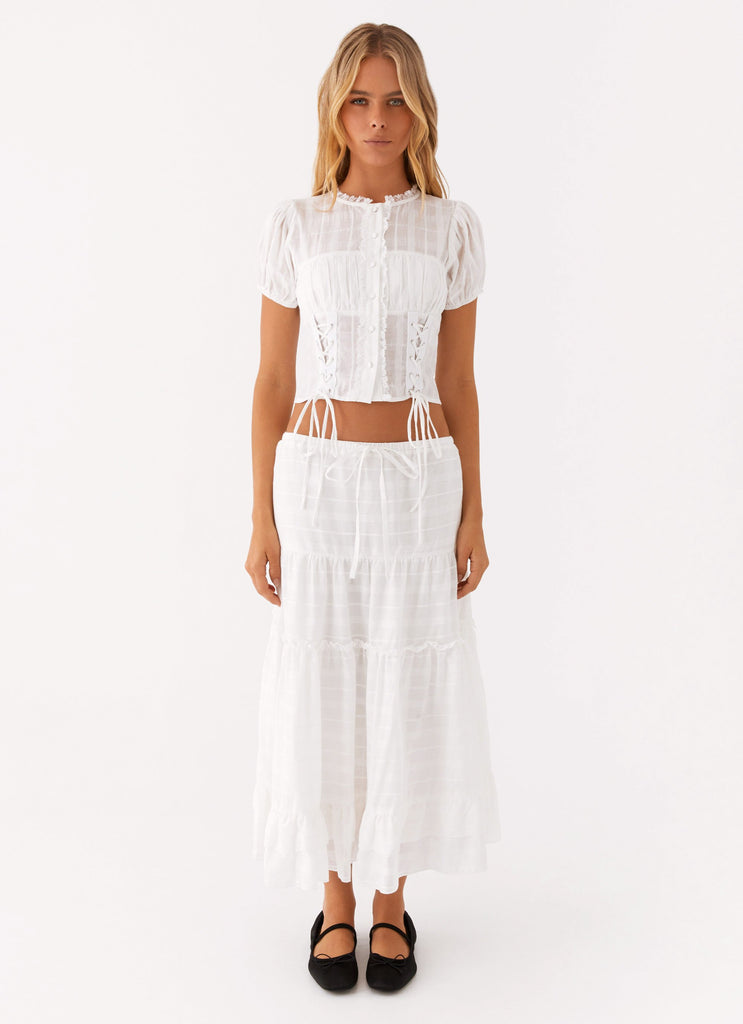 Peppermayo Peppermayo Exclusive - Beatrix Frill Midi Skirt - White