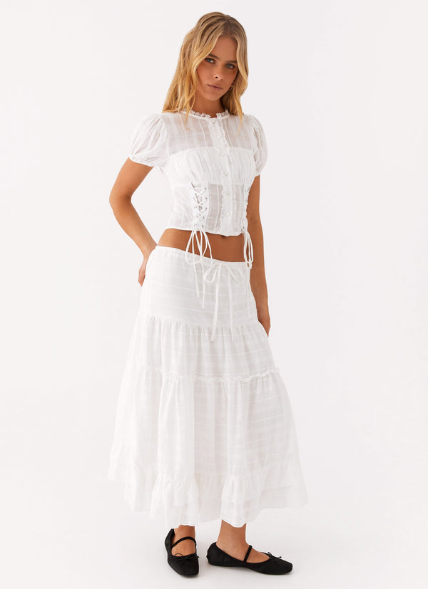 peppermayo Peppermayo Exclusive - Beatrix Frill Midi Skirt - White