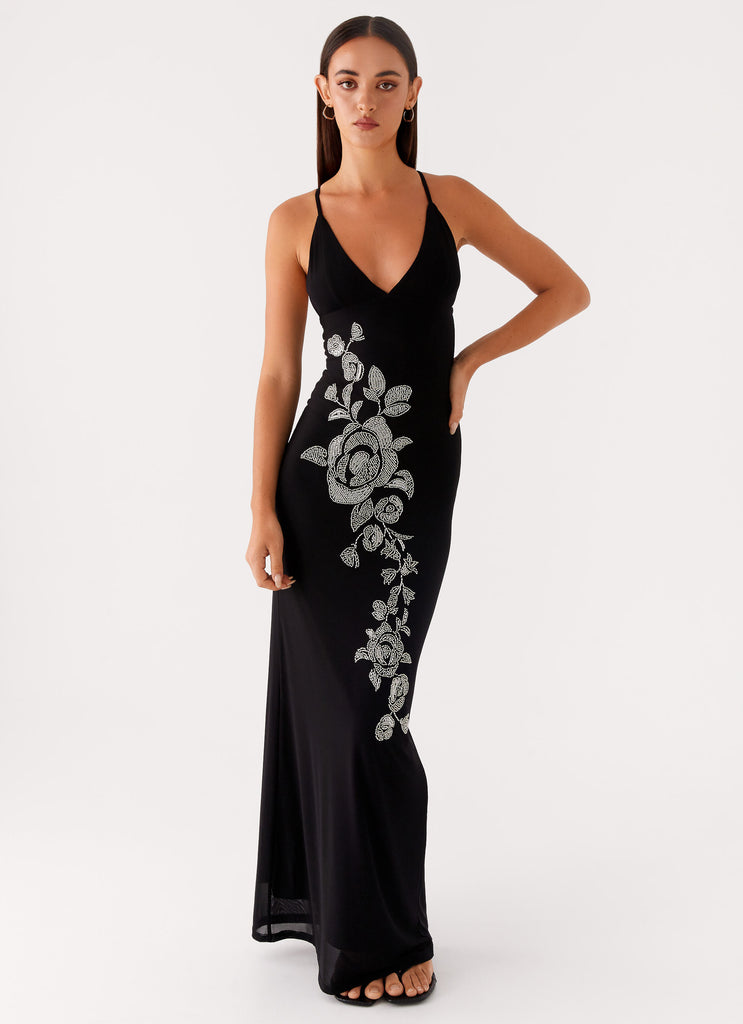 Peppermayo Peppermayo Exclusive - Beki Beaded Mesh Maxi Dress - Black