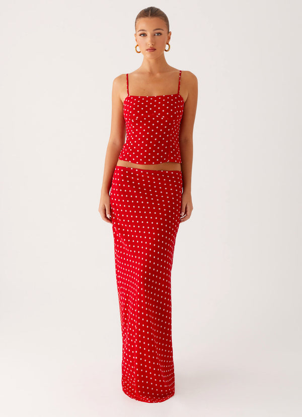 peppermayo Peppermayo Exclusive - Bendita Maxi Skirt - Red Polka Dot