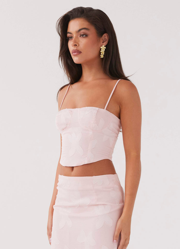 Peppermayo Peppermayo Exclusive - Best Love Lace Up Top - Pink Petal