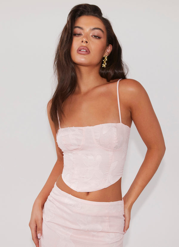 peppermayo Peppermayo Exclusive - Best Love Lace Up Top - Pink Petal