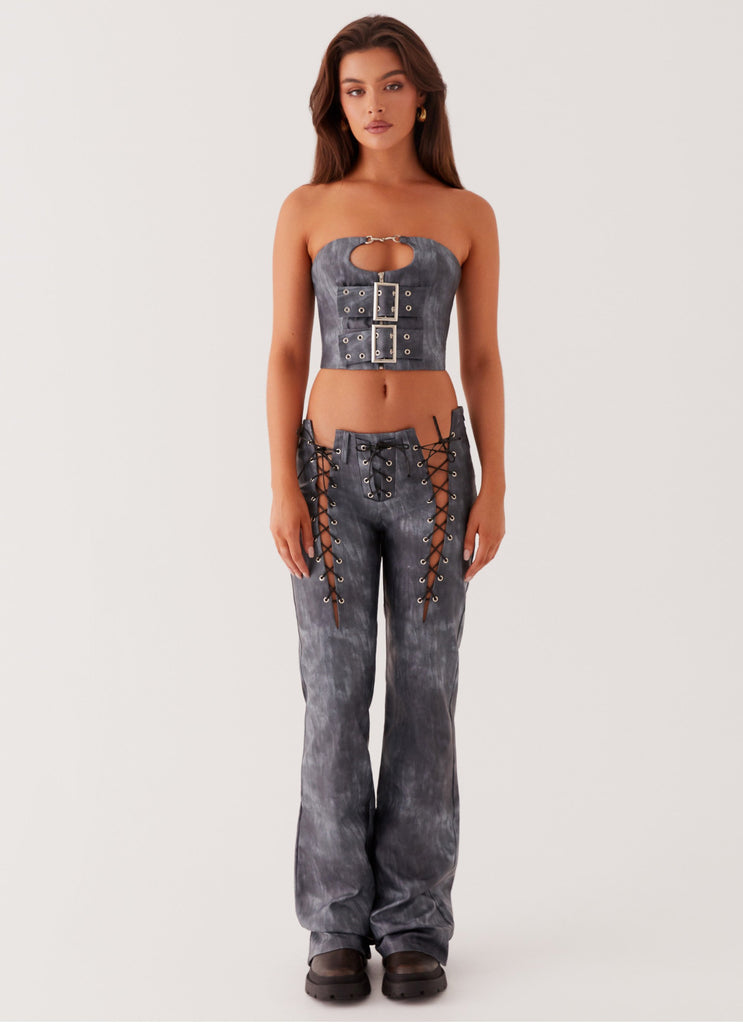 Peppermayo Peppermayo Exclusive - Better When I'm Dancing Lace Up Pants - Graphite