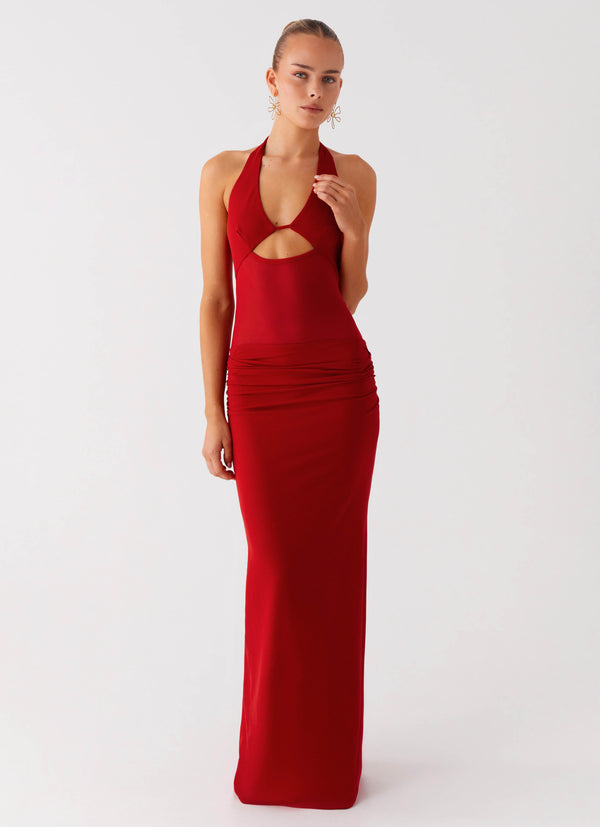peppermayo Peppermayo Exclusive - Billen Halter Maxi Dress - Red