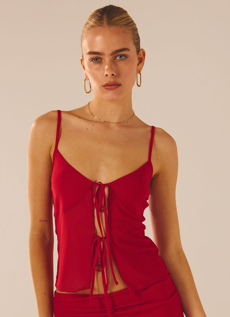 Peppermayo Peppermayo Exclusive - Bittersweet Mesh Cami Top - Red Rose