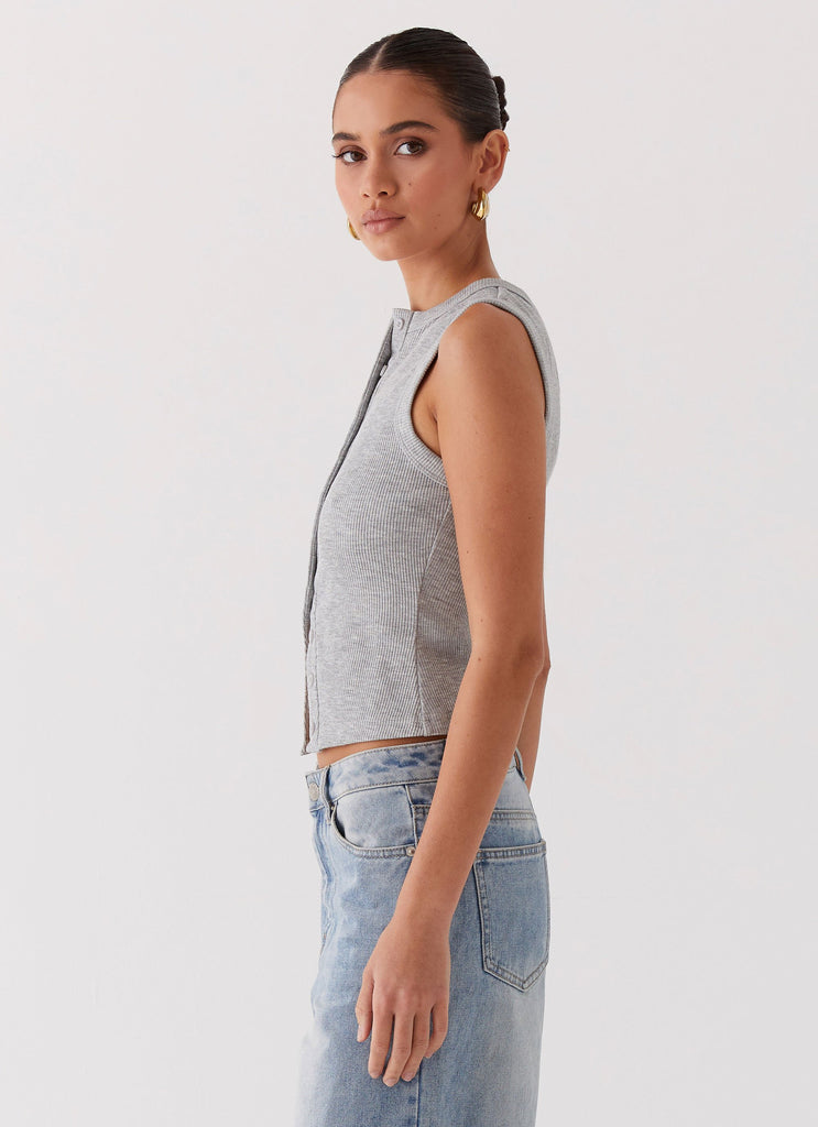 Peppermayo Peppermayo Exclusive - Blair Buttoned Tank Top - Grey Marle