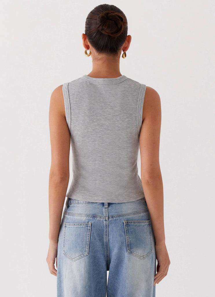 Peppermayo Peppermayo Exclusive - Blair Buttoned Tank Top - Grey Marle