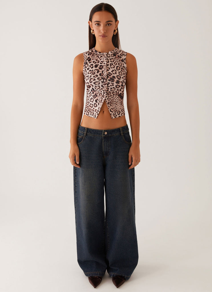 Peppermayo Peppermayo Exclusive - Blair Buttoned Tank Top - Leopard