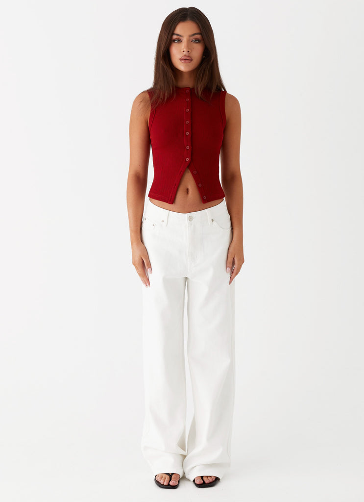 Peppermayo Peppermayo Exclusive - Blair Buttoned Tank Top - Ribbed Knit