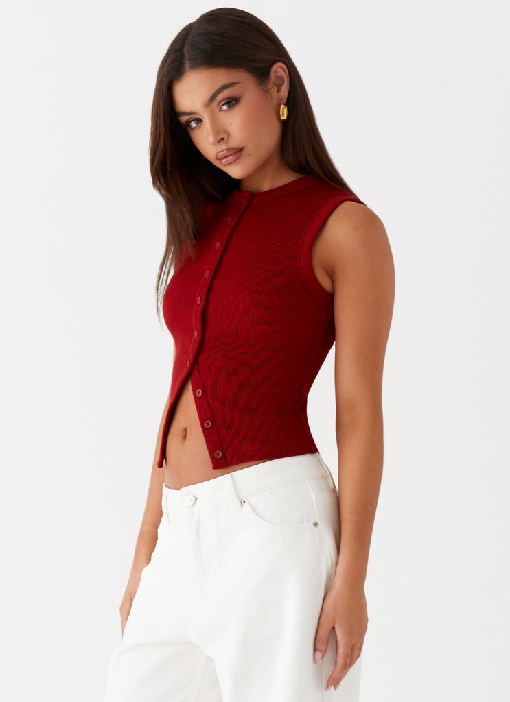 Peppermayo Peppermayo Exclusive - Blair Buttoned Tank Top - Ribbed Knit