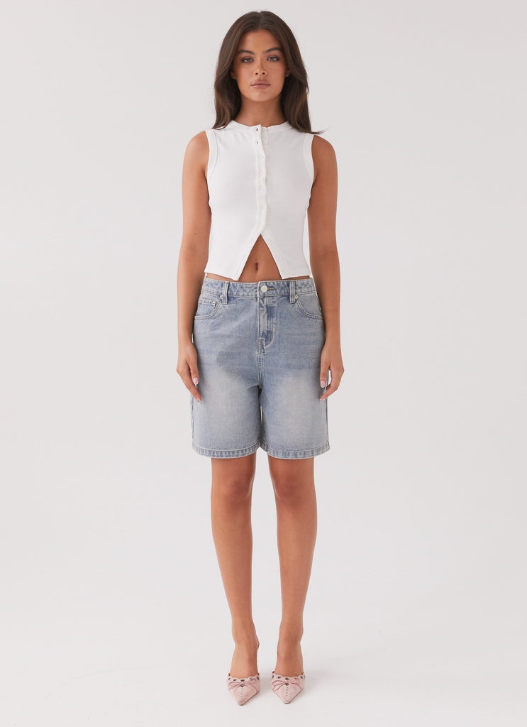 Peppermayo Peppermayo Exclusive - Blair Buttoned Tank Top - White