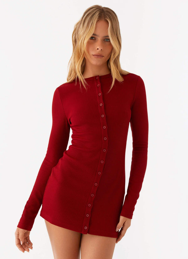 peppermayo Peppermayo Exclusive - Blair Long Sleeve Mini Dress - Red