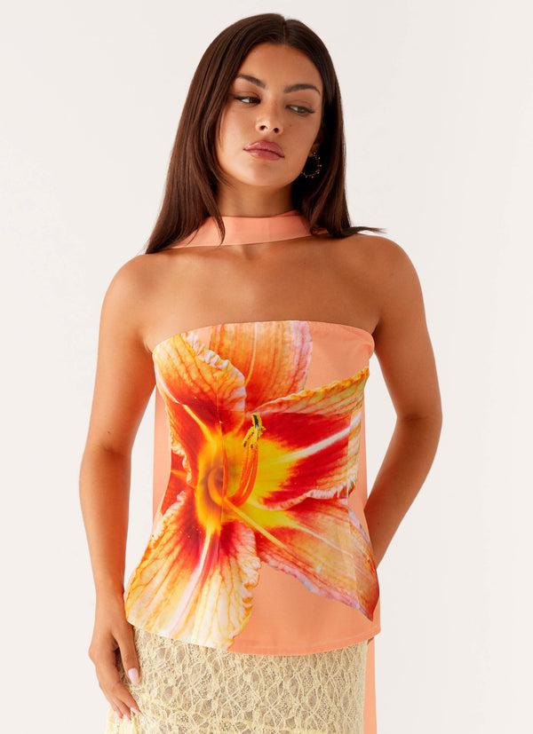 peppermayo Peppermayo Exclusive - Blaise Scarf Top - Orange Floral