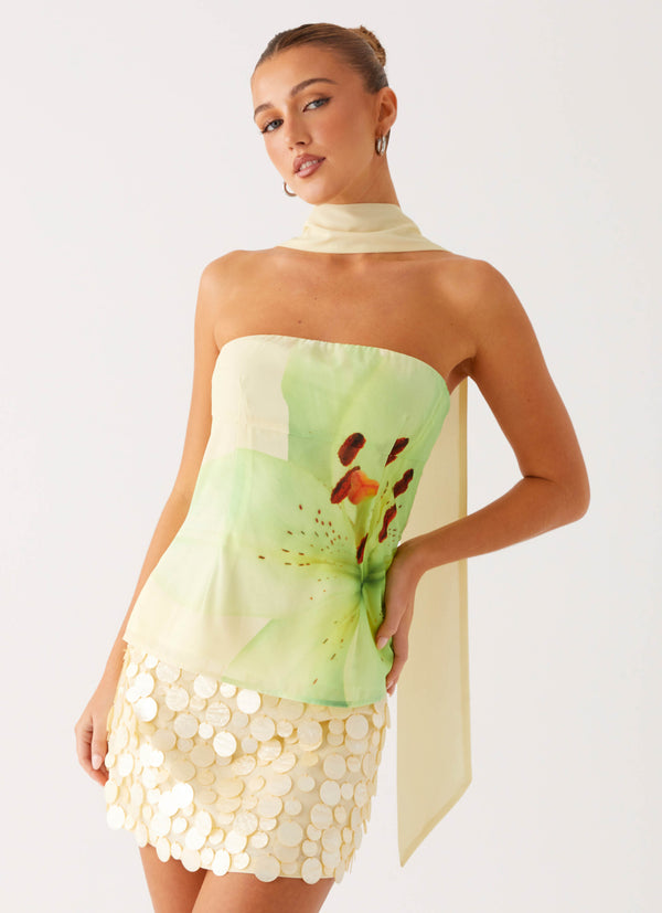 peppermayo Peppermayo Exclusive - Blaise Scarf Top - Yellow Floral