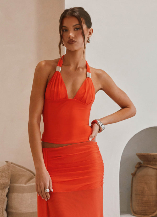 peppermayo Peppermayo Exclusive - Blaze Halter Top - Fire Red