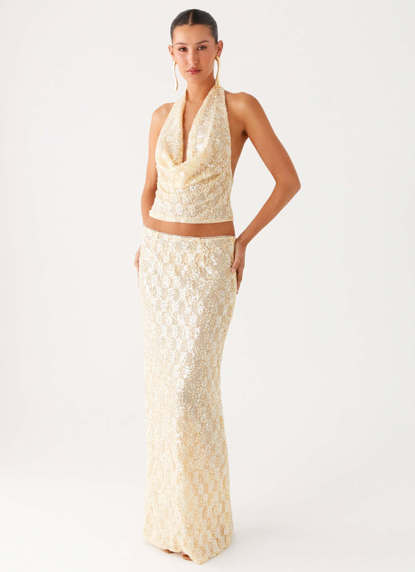 peppermayo Peppermayo Exclusive - Bling It On Maxi Skirt - Ivory