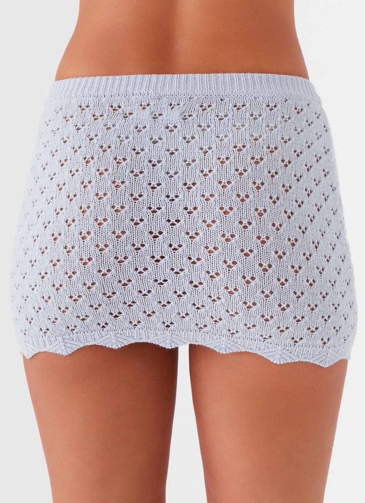 Peppermayo Peppermayo Exclusive - Blue Bird Knit Mini Skirt - Blue Dusk