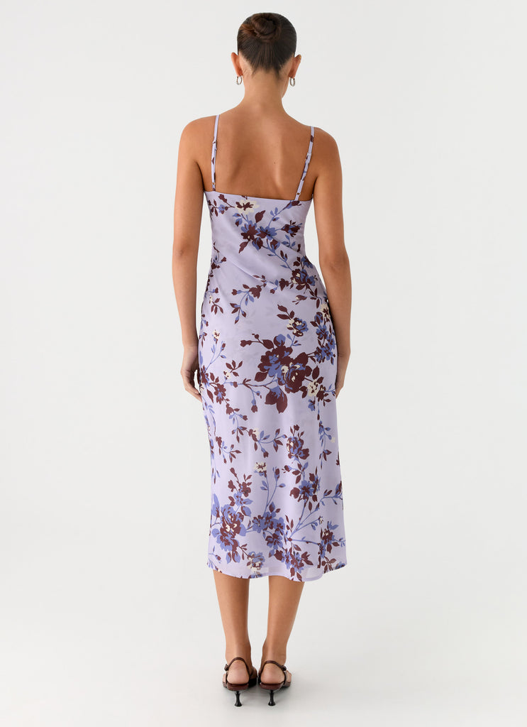 Peppermayo Peppermayo Exclusive - Bluma Lace Trim Midi Dress - Antique Lilac Floral
